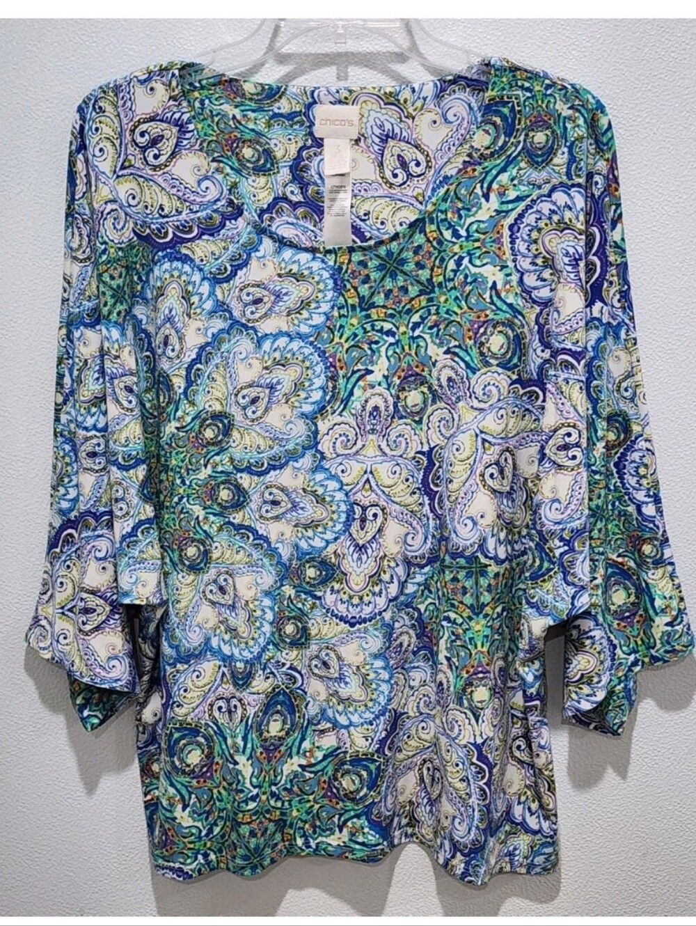 Chico's Dolman Sleeve Blouse Size 3 (XL) Medallion Paisley